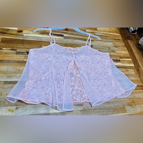 Vintage Delicates brand Blush lace Sheer Babydoll Slip Top L - Picture 1 of 7